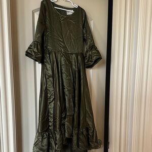 Joyfolie Olive Dress with Ruffle Detail